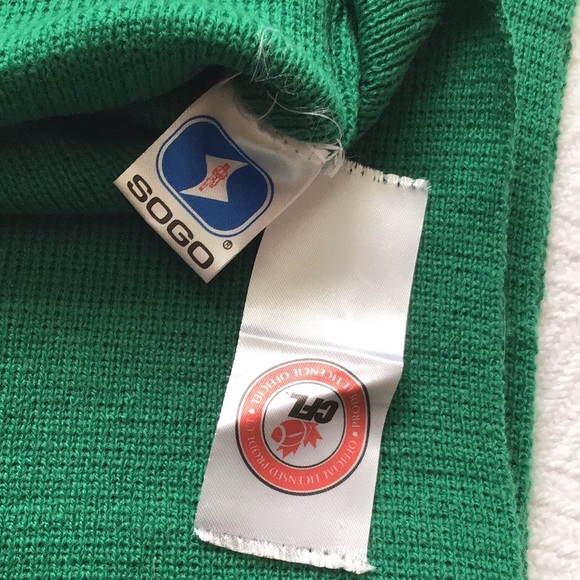 Vintage Saskatchewan Roughriders scarf fringed 50" long with pocket ends green - Picture 9 of 10